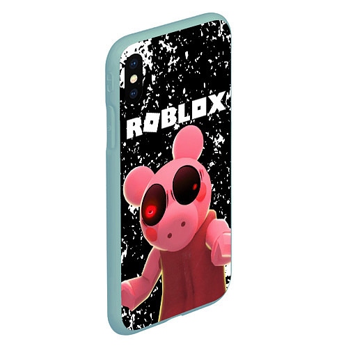 Чехол iPhone XS Max матовый Roblox Piggy / 3D-Мятный – фото 2