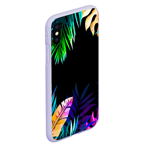 Чехол iPhone XS Max матовый Тропическая Ночь / 3D-Светло-сиреневый – фото 2