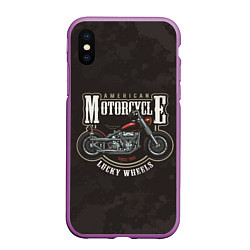 Чехол iPhone XS Max матовый American Motorcycle Z, цвет: 3D-фиолетовый