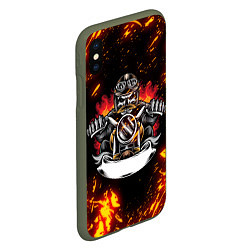 Чехол iPhone XS Max матовый Fire Biker Z, цвет: 3D-темно-зеленый — фото 2