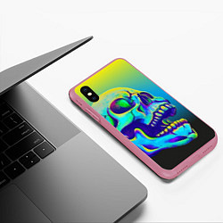 Чехол iPhone XS Max матовый Neon skull, цвет: 3D-малиновый — фото 2