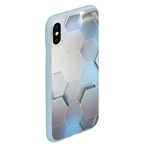 Чехол iPhone XS Max матовый 3D соты / 3D-Голубой – фото 2