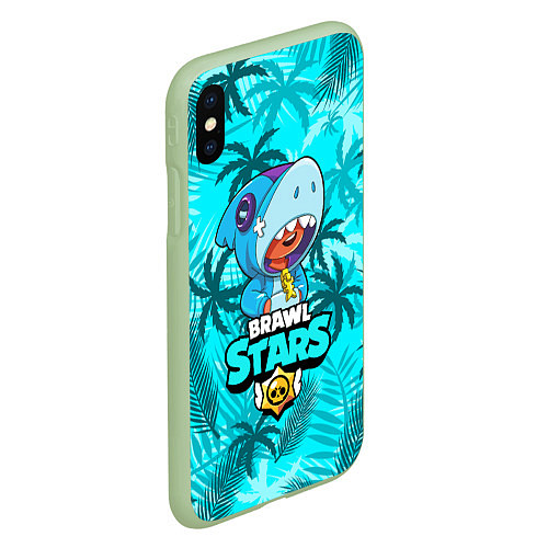 Чехол iPhone XS Max матовый BRAWL STARS LEON SHARK / 3D-Салатовый – фото 2