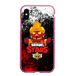 Чехол iPhone XS Max матовый BRAWL STARS EVIL GENE ДЖИН, цвет: 3D-малиновый