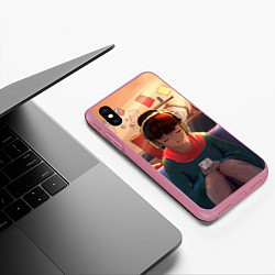 Чехол iPhone XS Max матовый Дома, цвет: 3D-малиновый — фото 2