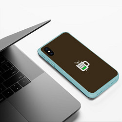 Чехол iPhone XS Max матовый Батарейка заряд чашка кофе, цвет: 3D-мятный — фото 2