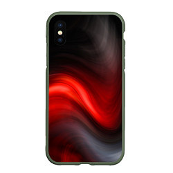 Чехол iPhone XS Max матовый BLACK RED WAVES АБСТРАКЦИЯ