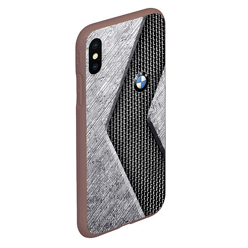 Чехол iPhone XS Max матовый BMW - emblem - metal - texture / 3D-Коричневый – фото 2