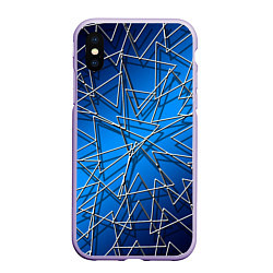 Чехол iPhone XS Max матовый Треугольники, цвет: 3D-светло-сиреневый