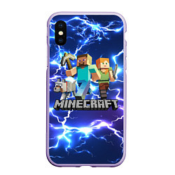 Чехол iPhone XS Max матовый MINECRAFT МАЙНКРАФТ, цвет: 3D-светло-сиреневый