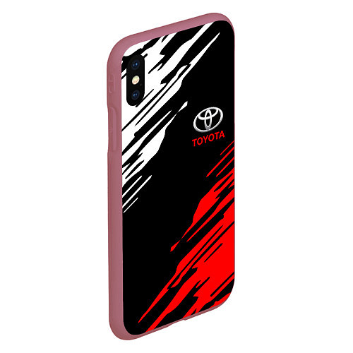 Чехол iPhone XS Max матовый TOYOTA / 3D-Малиновый – фото 2