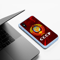 Чехол iPhone XS Max матовый СССР USSR, цвет: 3D-голубой — фото 2