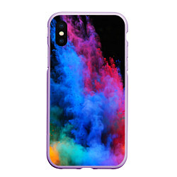 Чехол iPhone XS Max матовый КРАСКИ, цвет: 3D-сиреневый