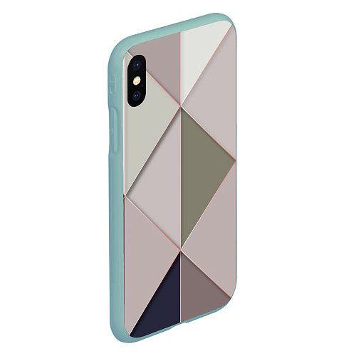 Чехол iPhone XS Max матовый Треугольники / 3D-Мятный – фото 2