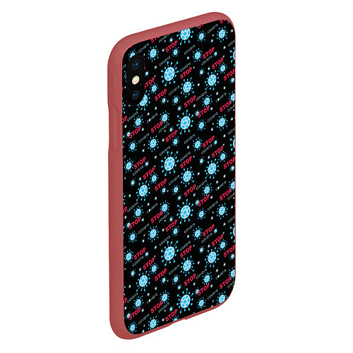 Чехол iPhone XS Max матовый Stop covid-19 / 3D-Красный – фото 2