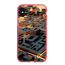 Чехол iPhone XS Max матовый 3D абстрактная схема, цвет: 3D-красный