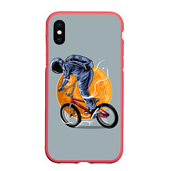 Чехол iPhone XS Max матовый Космический велосипедист Z
