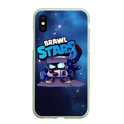 Чехол iPhone XS Max матовый 8 bit blue brawl stars 8 бит, цвет: 3D-салатовый