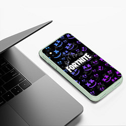 Чехол iPhone XS Max матовый FORTNITE MARSHMELLO, цвет: 3D-салатовый — фото 2
