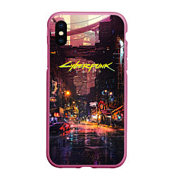 Чехол iPhone XS Max матовый CYBERPUNK 2077:КИБЕРПАНК S, цвет: 3D-малиновый