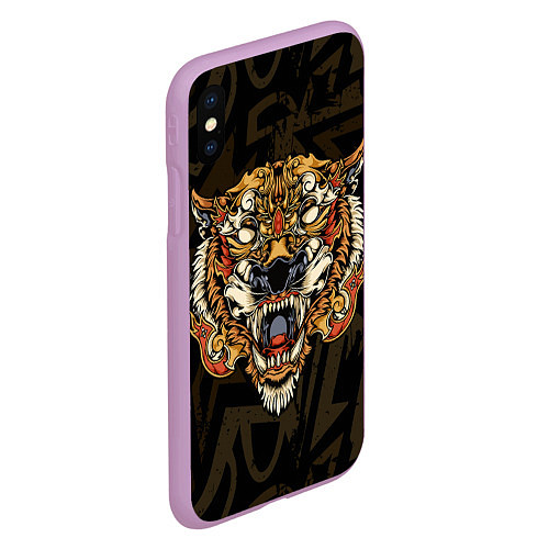 Чехол iPhone XS Max матовый Тигровый стимпанк Tiger / 3D-Сиреневый – фото 2