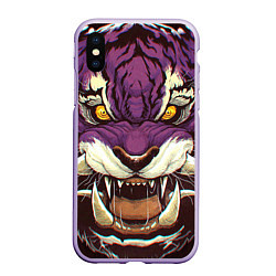 Чехол iPhone XS Max матовый Маска тигра Ханья, цвет: 3D-светло-сиреневый