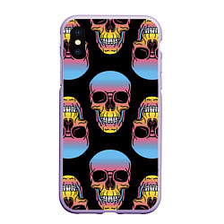 Чехол iPhone XS Max матовый Neon skull!