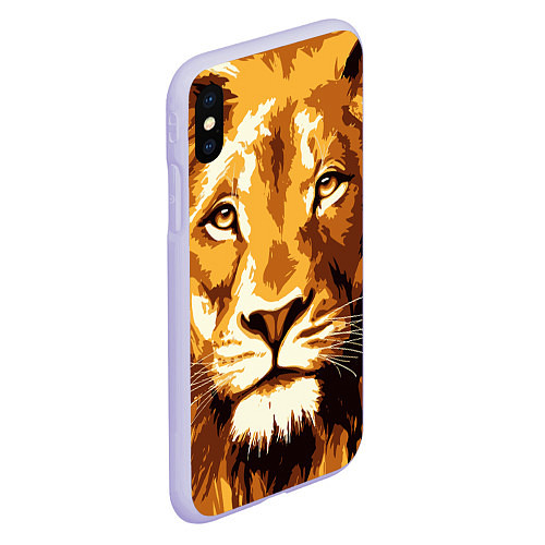 Чехол iPhone XS Max матовый Взгляд льва / 3D-Светло-сиреневый – фото 2