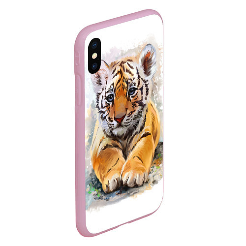 Чехол iPhone XS Max матовый Tiger Art / 3D-Розовый – фото 2