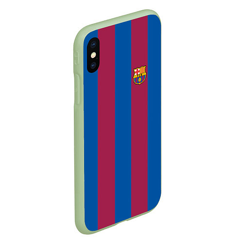 Чехол iPhone XS Max матовый FC Barcelona 2021 / 3D-Салатовый – фото 2