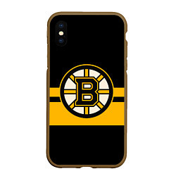 Чехол iPhone XS Max матовый BOSTON BRUINS NHL, цвет: 3D-коричневый