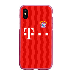 Чехол iPhone XS Max матовый FC Bayern Munchen униформа, цвет: 3D-малиновый