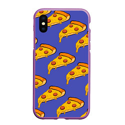 Чехол iPhone XS Max матовый Кусочки пиццы, цвет: 3D-фиолетовый