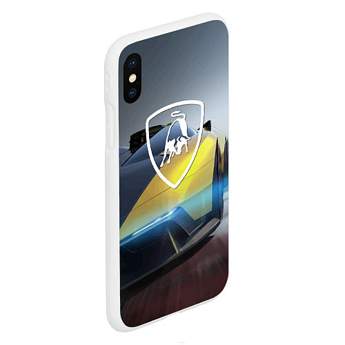 Чехол iPhone XS Max матовый Lamborghini - Italy / 3D-Белый – фото 2