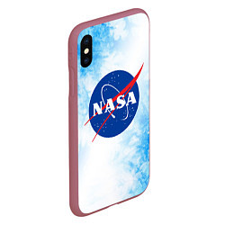 Чехол iPhone XS Max матовый NASA НАСА, цвет: 3D-малиновый — фото 2