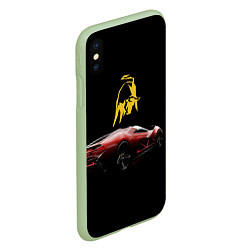 Чехол iPhone XS Max матовый Lamborghini - motorsport, цвет: 3D-салатовый — фото 2