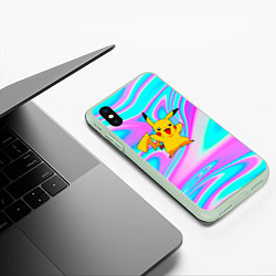 Чехол iPhone XS Max матовый Пикачу, цвет: 3D-салатовый — фото 2