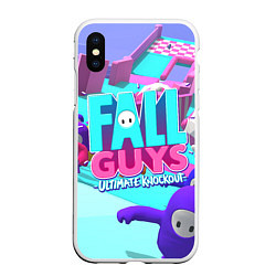 Чехол iPhone XS Max матовый Fall Guys, цвет: 3D-белый