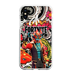 Чехол iPhone XS Max матовый FORTNITE, цвет: 3D-белый