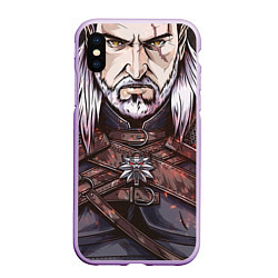 Чехол iPhone XS Max матовый The Witcher, Geralt, Ведьмак,, цвет: 3D-сиреневый