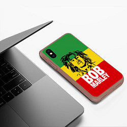 Чехол iPhone XS Max матовый Bob Marley, цвет: 3D-коричневый — фото 2