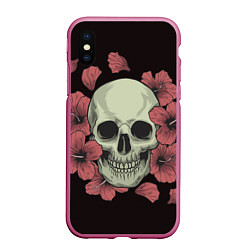 Чехол iPhone XS Max матовый Skull in red 2, цвет: 3D-малиновый