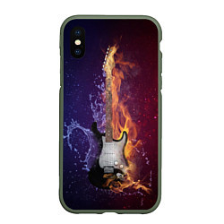 Чехол iPhone XS Max матовый Гитара огня