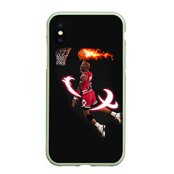 Чехол iPhone XS Max матовый MICHAEL JORDAN, цвет: 3D-салатовый