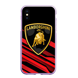 Чехол iPhone XS Max матовый Lamborghini, цвет: 3D-сиреневый