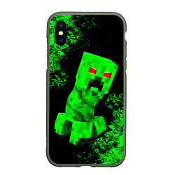 Чехол iPhone XS Max матовый MINECRAFT CREEPER, цвет: 3D-темно-зеленый