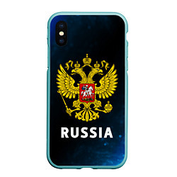 Чехол iPhone XS Max матовый RUSSIA РОССИЯ, цвет: 3D-мятный