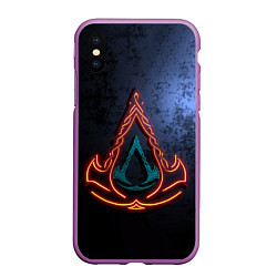 Чехол iPhone XS Max матовый Assassins Creed Valhalla, цвет: 3D-фиолетовый