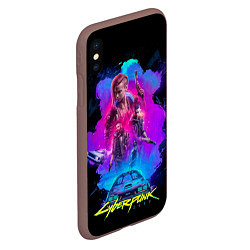 Чехол iPhone XS Max матовый Cyberpunk 2077, цвет: 3D-коричневый — фото 2