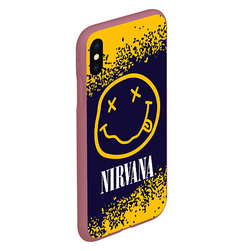 Чехол iPhone XS Max матовый NIRVANA НИРВАНА / 3D-Малиновый – фото 2